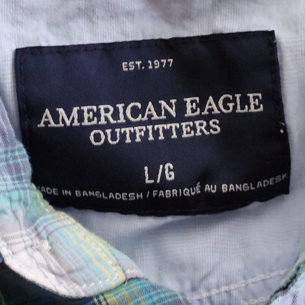 AMERICAN EAGLE Men's Plaid Long Sleeve Snap Front Shirt - Large - Picture 5 of 5